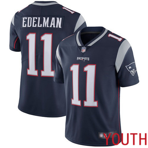 New England Patriots Football #11 Vapor Limited Navy Blue Youth Julian Edelman Home NFL Jersey->youth nfl jersey->Youth Jersey